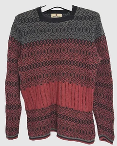 Vtg Woolrich Ruby Fair Isle Sweater Sz M Knit Ribbed Red Black Long Sleeve - Picture 1 of 7