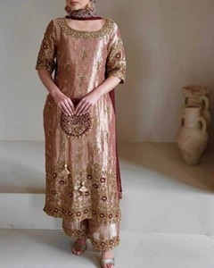 Vestido paquistaní Salwar Kameez listo para usar traje boda fiesta Bollywood 3 piezas - Imagen 1 de 7