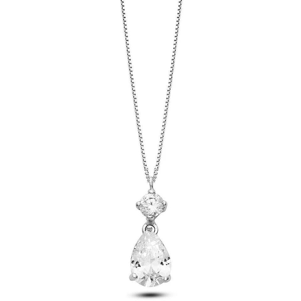 collana donna oro bianco 18 kt ambrosia punto luce zircone grif agz337 goccia - Immagine 1 di 2