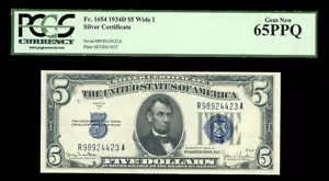 United State 5 Dollars 1934D Silver Certificate PCGS 65PPQ Banknotes - Picture 1 of 2