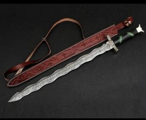 Custom HAND Forged Damascus Steel Viking Sword, Best Quality, Battle Ready Sword - Picture 1 of 5