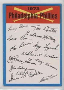 1973 Topps Team Checklists Philadelphia Phillies Team (Two Stars on Back)