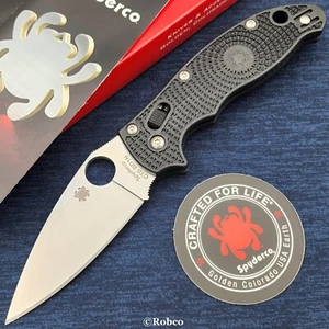 Spyderco Manix 2 CQI Lightweight BD1N Plain Blade Black FRCP Handles C101PBK2 - Picture 1 of 4