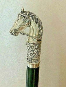 WONDERFUL SILVER WALKING STICK HEAD OF HORSE! - Picture 1 of 11