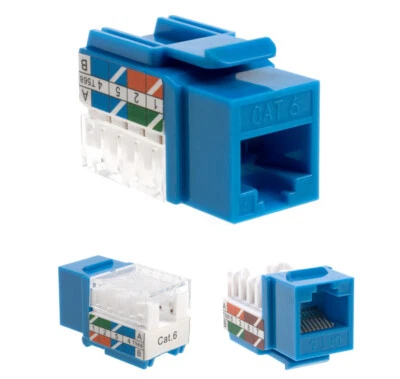 Cat6 Blue Keystone Jack 45 Degree Punch Down Network Connector Multi-Pack LOT - Image 1 of 4