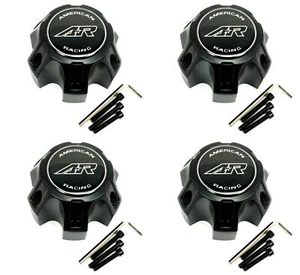 4x (4pcs) American Racing Satin Black Wheel Center Hub Caps 6 Lug 6x4.5 - Picture 1 of 4