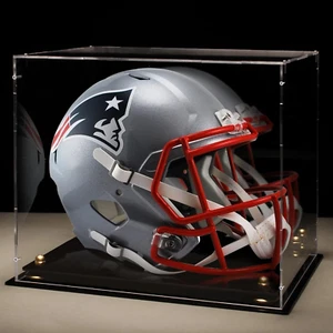 Putros Football Helmet Display Case Full Size with Mirror Back and Black Base - Picture 1 of 12