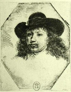 Autoportrait with Hat A Large Edges engraving Eau Forte Of Rembrandt Of 1880 - Picture 1 of 2