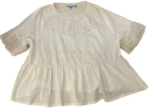 Draper James White Laser Cut Blouse Womens Size 2X - Picture 1 of 5