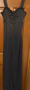 Vintage schönes langes Kleid Terri Junior California schwarz weiß gepunktet Größe 5 - Bild 1 von 9