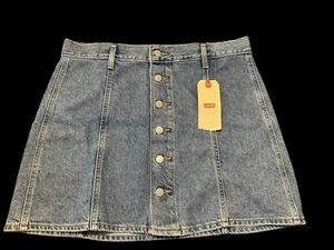 Levi’s NWT Women's 27 Blue Washed Cotton Button Front Original Style Mini Skirt - Picture 1 of 3