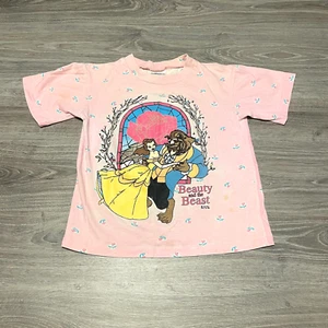 Girls Vintage 90s Disney's Beauty And The Beast Belle AOP T-Shirt Size 10/12 - Picture 1 of 9