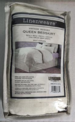 Falda de cama Queen vintage lavada de 60 pulgadas x 80 pulgadas, caída de 15 pulgadas, esquinas divididas Foto 1 de 3