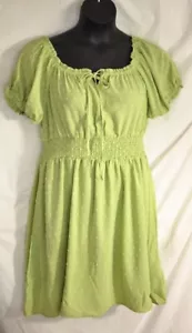 women's Kojooin short sage green embossed dress size small puff sleeves peasent - Picture 1 of 10