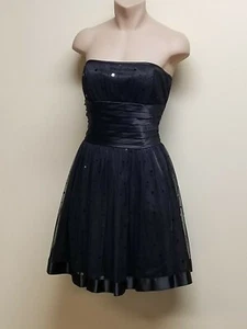 Morgan & Co schwarzes glitzerndes trägerloses Kleid, Gr. 5/6 - Bild 1 von 9
