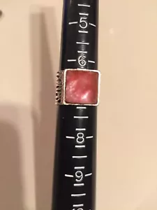 Anillo Sandía Piedra Rosa Plata de Ley Talla 6, Banda Ancha - Imagen 1 de 12