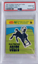 1981 Fleer Team Action Baltimore Colts Stickers Logo Card PSA 10 Gem Mint