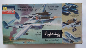 3 Vintage 1967 Monogram Models, SBD Dauntless, P-38 Lightning, P-47D Thunderbolt