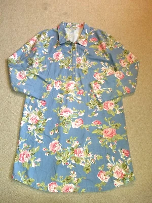 Camisón Mujer-GARNET HILL-azul/rosa/verde floral 100% algodón franela ls-L Foto 1 de 4