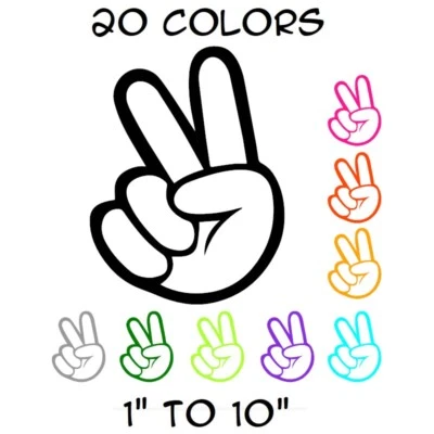 FC DECALS+ Peace Sign Hand Sticker Vinyl Decal - Love Symbol Car Window Bumper Hippie Wall