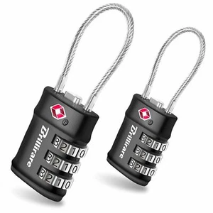 2 Pack Tsa Approved Luggage Locks Combination Travel Cable Lock 3digit Waterproo - Picture 1 of 8