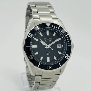 Bulova Marine Star Men's Black Dial 43mm Stainless Steel Date Watch 98B203 - Picture 1 of 8