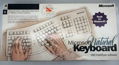 Vintage Microsoft Natural Keyboard 2867051V100 Wired NEW SEALED Box Windows 95 - Image 1 of 4