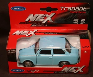 Trabant 601 Blue East German Car 1:34 Diecast Welly NEX Mint in Box - Picture 1 of 8