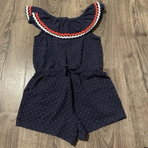 Girls 5 Janie & Jack Shorts Romper Outfit Patriotic - Picture 1 of 5