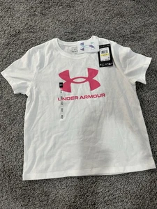 Under Armour Pink & White T-shirt Girls Youth M - Picture 1 of 2