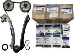 OEM NEW Ford 2.0L Ecoboost Timing Chain, Phasers, Guides, Tensioner Sprocket KIT - Picture 1 of 8
