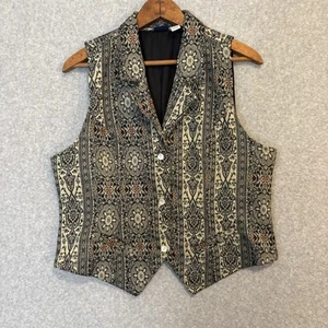 Vintage Honors Weste Damen groß beige schwarz Brokat Gobelin 90er Steampunk " - Bild 1 von 10