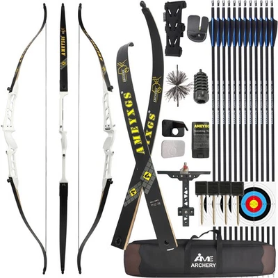 68'' Archery Recurve Bow Set 20-40lbs Alloy Takedown RH Outdoor Hunting Shooting - Image 1 of 4