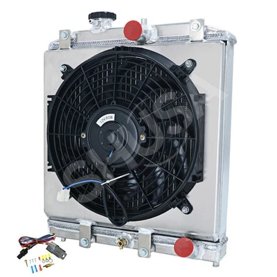 Radiador de 3 filas + ventilador de cubierta apto para 1992-2000 99 HONDA CIVIC DEL SOL EK/INTEGRA DB DC Foto 1 de 4