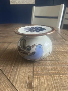 Candelabro pilar de cerámica Ken Edwards Tonala pájaro azul México - Imagen 1 de 7