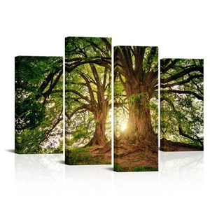 Big Tree Canvas Wall Art Green Tree Morning Sunlight Pictures Prints for Wall... - Picture 1 of 6