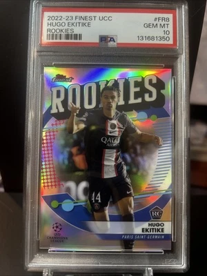 2022-23 Topps Finest UCC Hugo Ekitike Rookies Refractor RC PSA 10 Gem Mint #FR-8 - Image 1 of 3