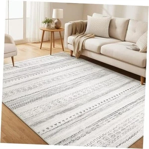 Area Rug Living Room Rugs - 5x7 Washable Boho Farmhouse Bohemian Neutral Large - Picture 1 of 7