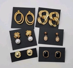 6 Paar Vintage Ohrringe goldfarben verschiedene Posten Ohrhänger & Ohrstecker - Bild 1 von 16
