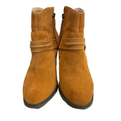 Botines Kelsi Dagger marrón/camello gamuza tacón bloque cremallera para mujer talla 7,5 Foto 1 de 4