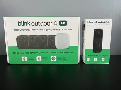 Blink 4 XRWireless Security Cameras with 400 ft Range+Doorbell BundleNEW IN BOX. - Image 1 of 4