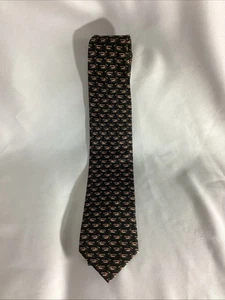 RIVETZ of BOSTON schwarze Herrenkrawatte 100 % Seide Stockentenmuster Handarbeit - Bild 1 von 5