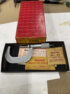 STARRETT 2XRL MICROMETER,  1"-2" RANGE, CARBIDE FACES, 0.001” RES, USA. NICE! - Image 1 of 4