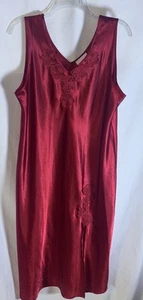Vintage Peignoir Dessous by Serenda Maxi rot Nachthemd Schlitz Spitzenkleid Gr. 0X/XL - Bild 1 von 4