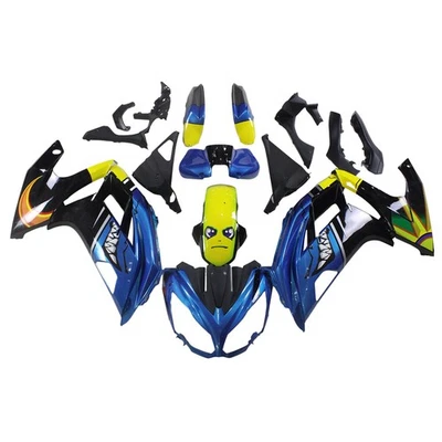 Kit de carenado azul tiburón amarillo para carrocería Kawasaki Ninja 650 ER-6F 2012-2016 Foto 1 de 4