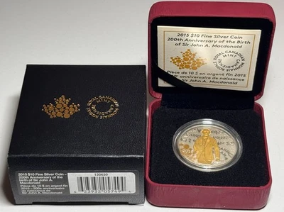 2015 $10 Fine silver 200th Anniversary of the Birth of Sir John A. MacDonald - Image 1 of 2