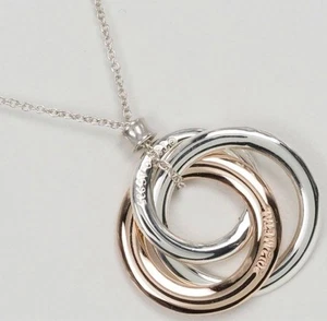 TIFFANY & Co 1837 Interlocking Circles Rubedo Silver 925 Metal Necklace Pendant - Picture 1 of 24