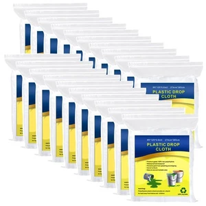 20 Pieces Plastic Drop Cloth Multiple Waterproof Cloth Sheets for Painting Dust - Picture 1 of 7