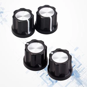 8 Pezzi Manopola Amplificatore Basso Chitarra Nero Argento Pulsanti Albero Pot Manopole (Nero) - Foto 1 di 12