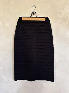 Tadashi Solid Black Tiered Stretch Knee Length Skirt Size Medium - Picture 1 of 3